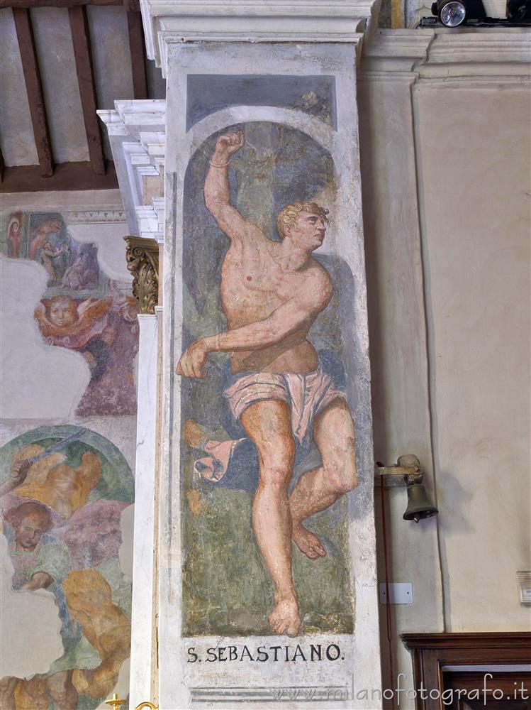 Trezzano sul Naviglio (Milan, Italy) - Fresco of San Sebatiano in the Church of Sant'Ambrogio